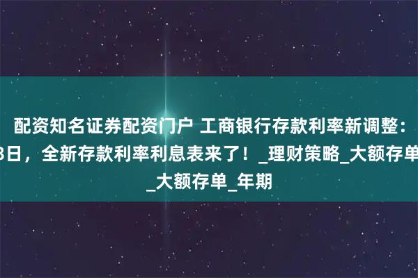 配资知名证券配资门户 工商银行存款利率新调整：7月28日，全新存款利率利息表来了！_理财策略_大额存单_年期